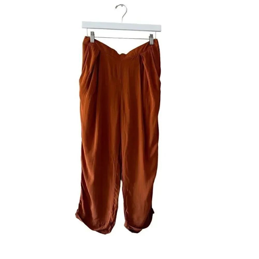 Free People Burnt Orange Caramel Viscose Minimalist Lightweight Soft Flowy Capri